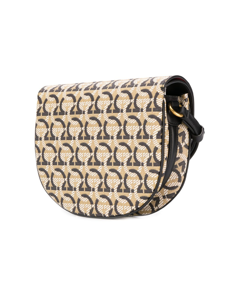 Ferragamo Trvel Cnvs Saddle Bg In Nude