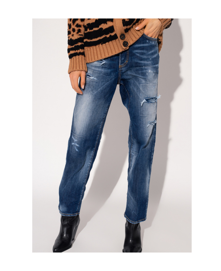 Dsquared2 Distressed High-waisted Jeans In Blue