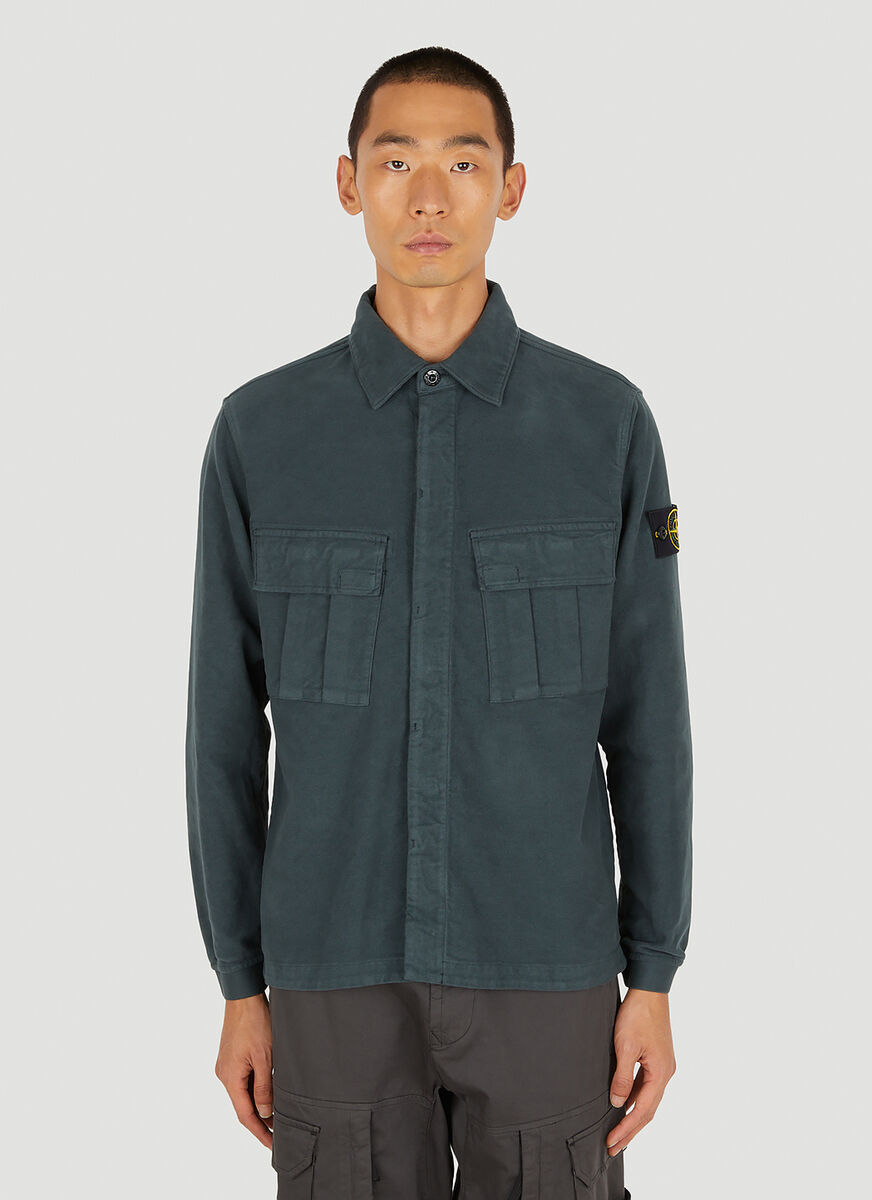 Stone Island Logo Casual Jacket In Green