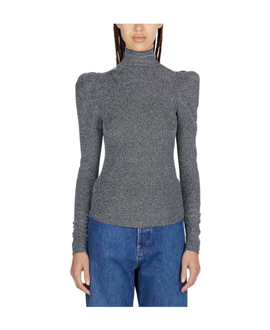 Isabel Marant Étoile Glitter Padded Shoulders Top In Gray