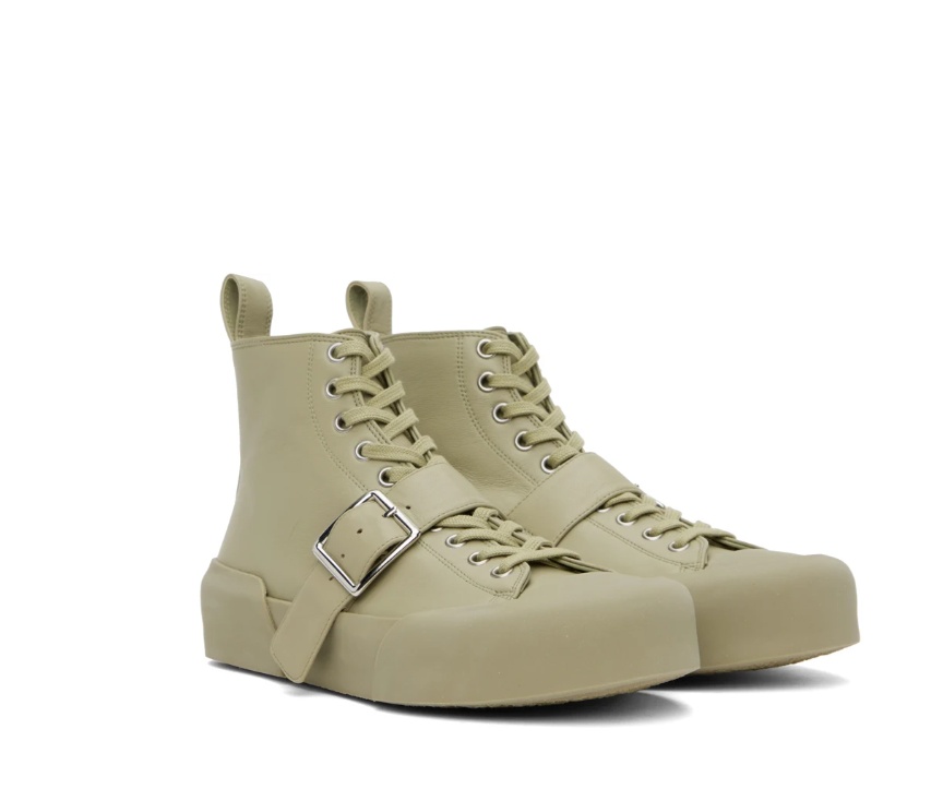 JIL SANDER ROUND HEAD STRAPPED HIGH-TOP CASUAL SNEAKERS