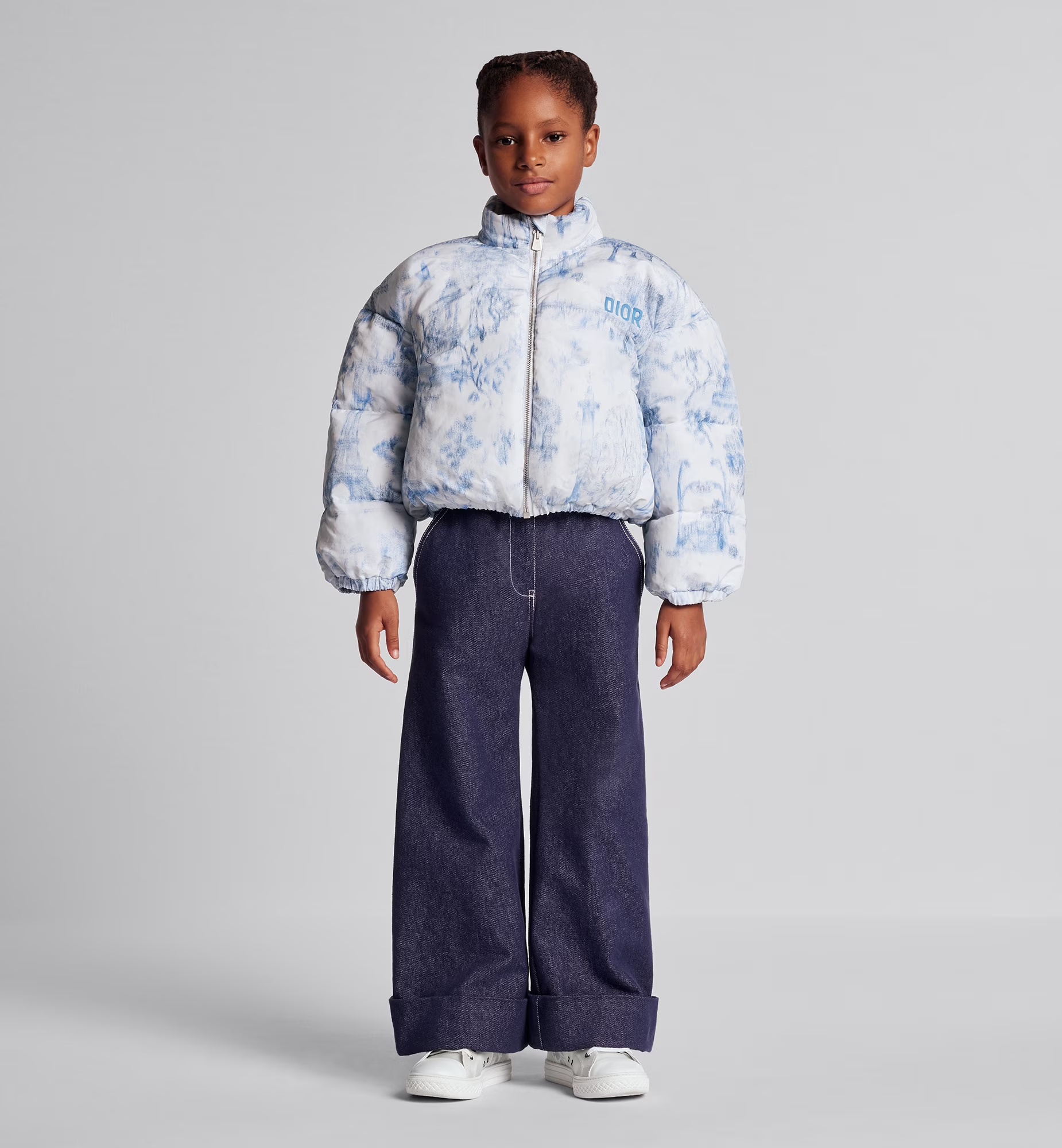 Dior Vertical Collar Zipper Down Jacket In White