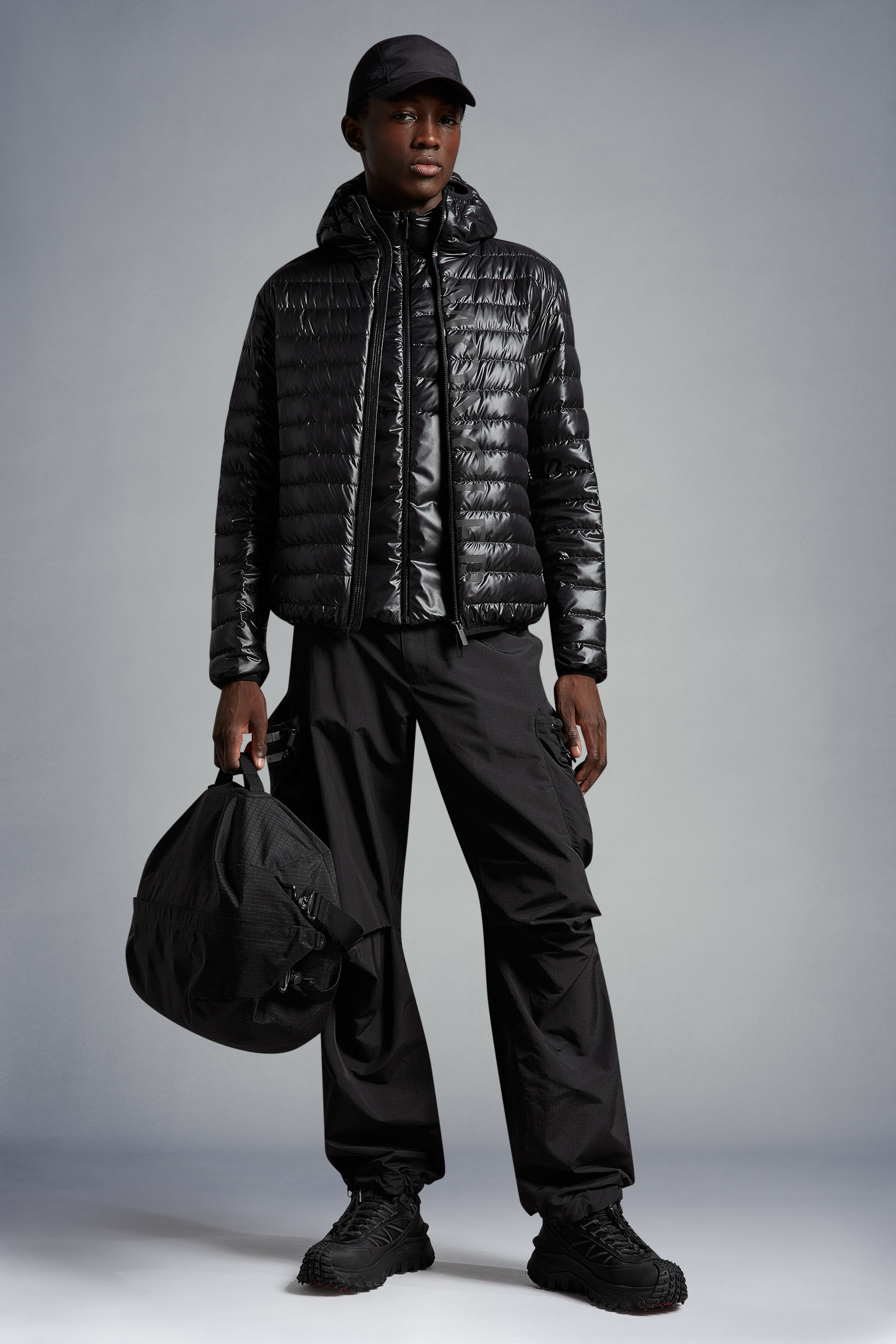 Moncler Tonal Logo-print Padded Jacket In Black