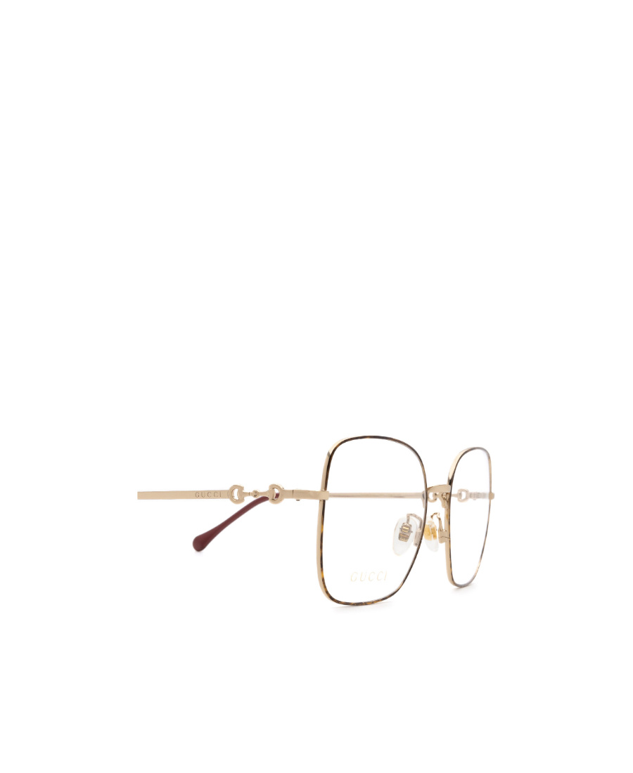 Gucci Horsebit Square-frame Glasses In Nude