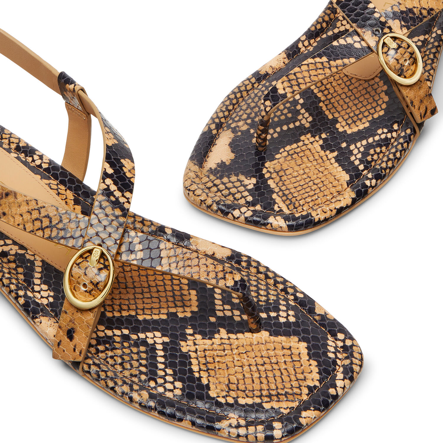 Stuart Weitzman Benni Sandalen Aus Leder Mit Schlangeneffekt In Nude