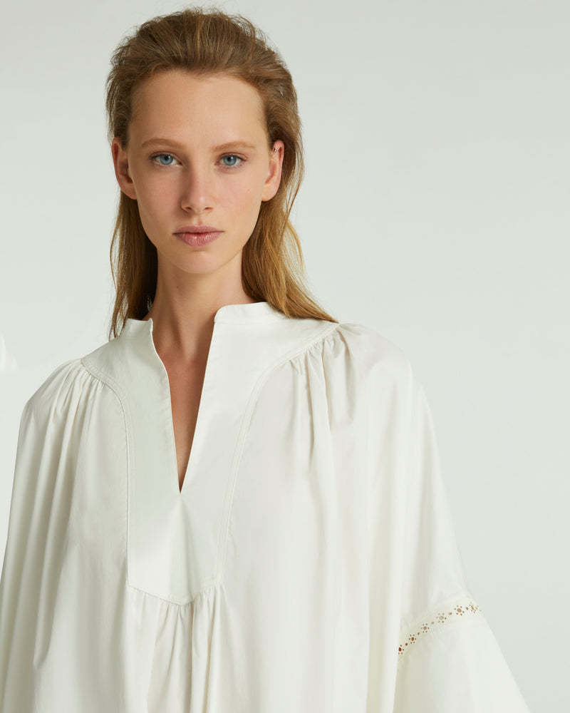 Yves Salomon Short Sleeve Dress In White