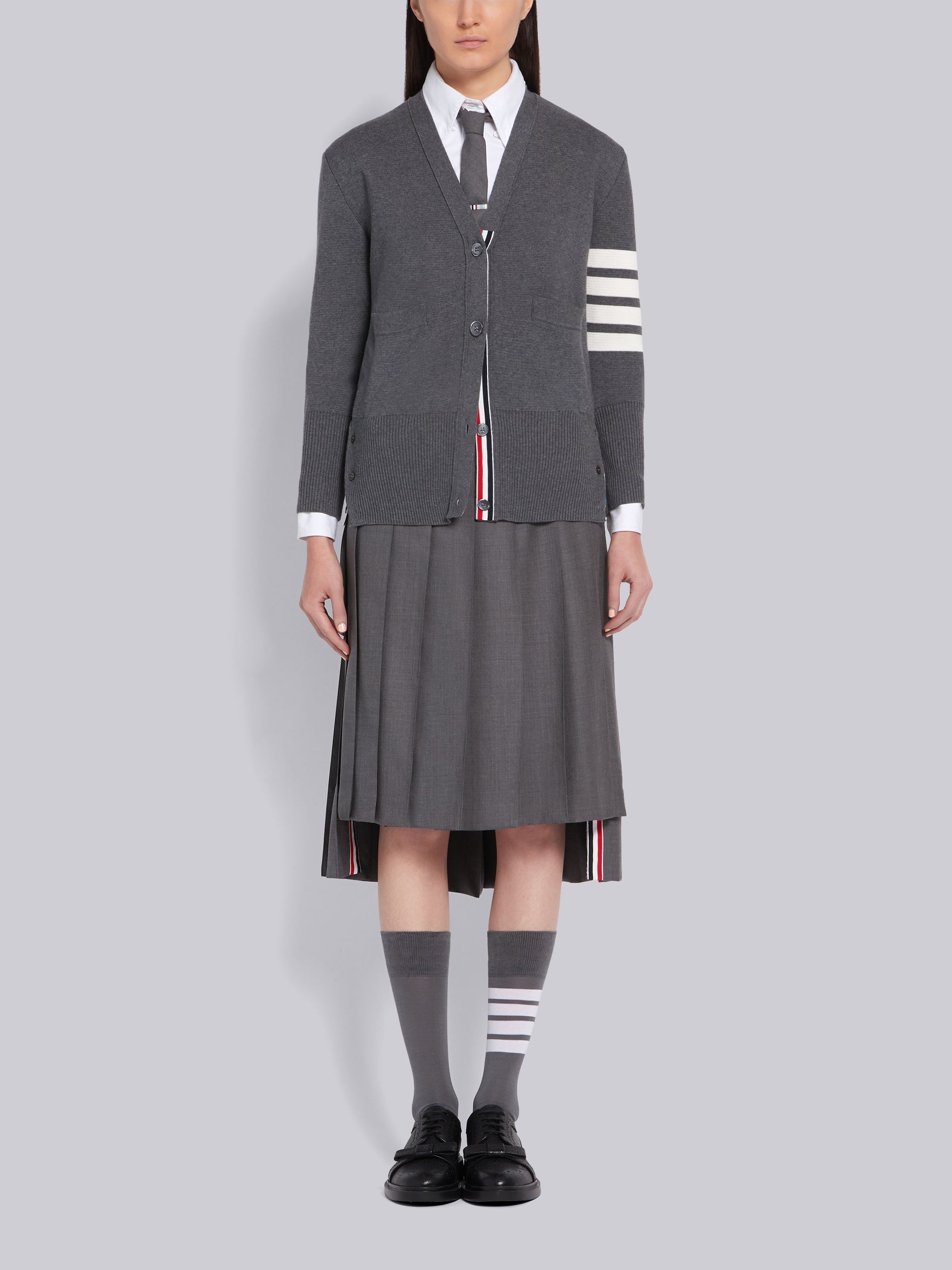 Thom Browne Women Cardigan Con Scollo A V In Gray