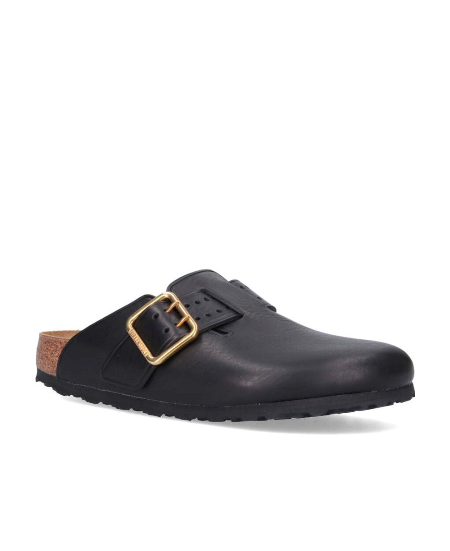 Birkenstock Boston Bold Leather Clog With Sab In Black