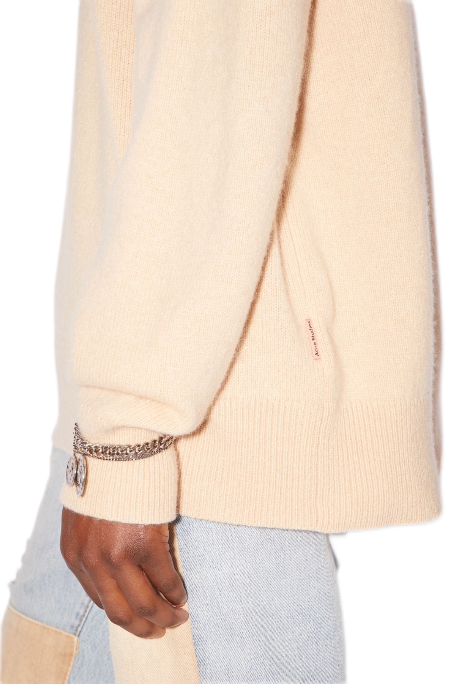 Acne Studios Ribbed-knit V-neck Sweater In Nude