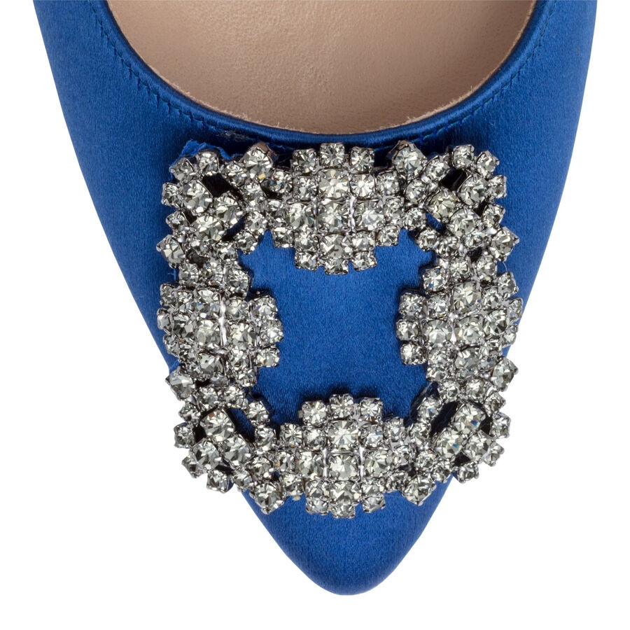 Shop Manolo Blahnik Hangisi 70mm Embellished Buckle Pumps In Blue