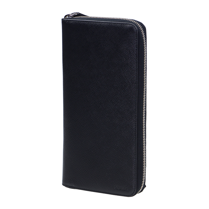 Prada Full Zipper Wallet In Black