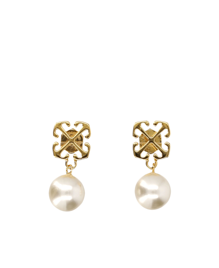 Off-white Arrows Crystal-embellished Earrings In Yellow