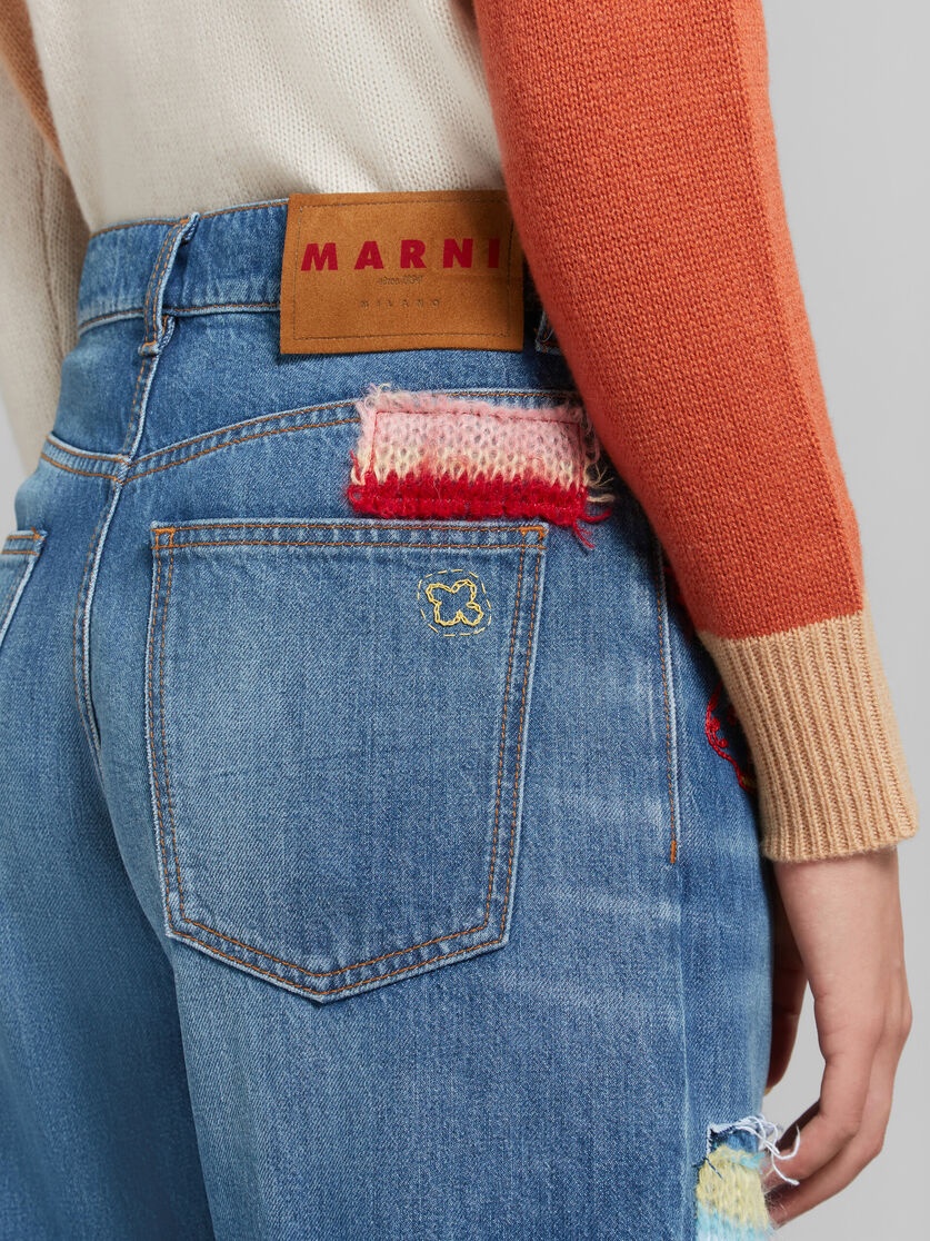 MARNI BLUE BIO DENIM JEANS WITH MOHAIR PATCHES