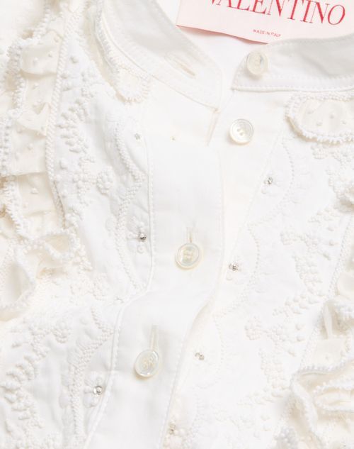 Valentino Cotton-linen-blend Ruffled Shirt Dress In White