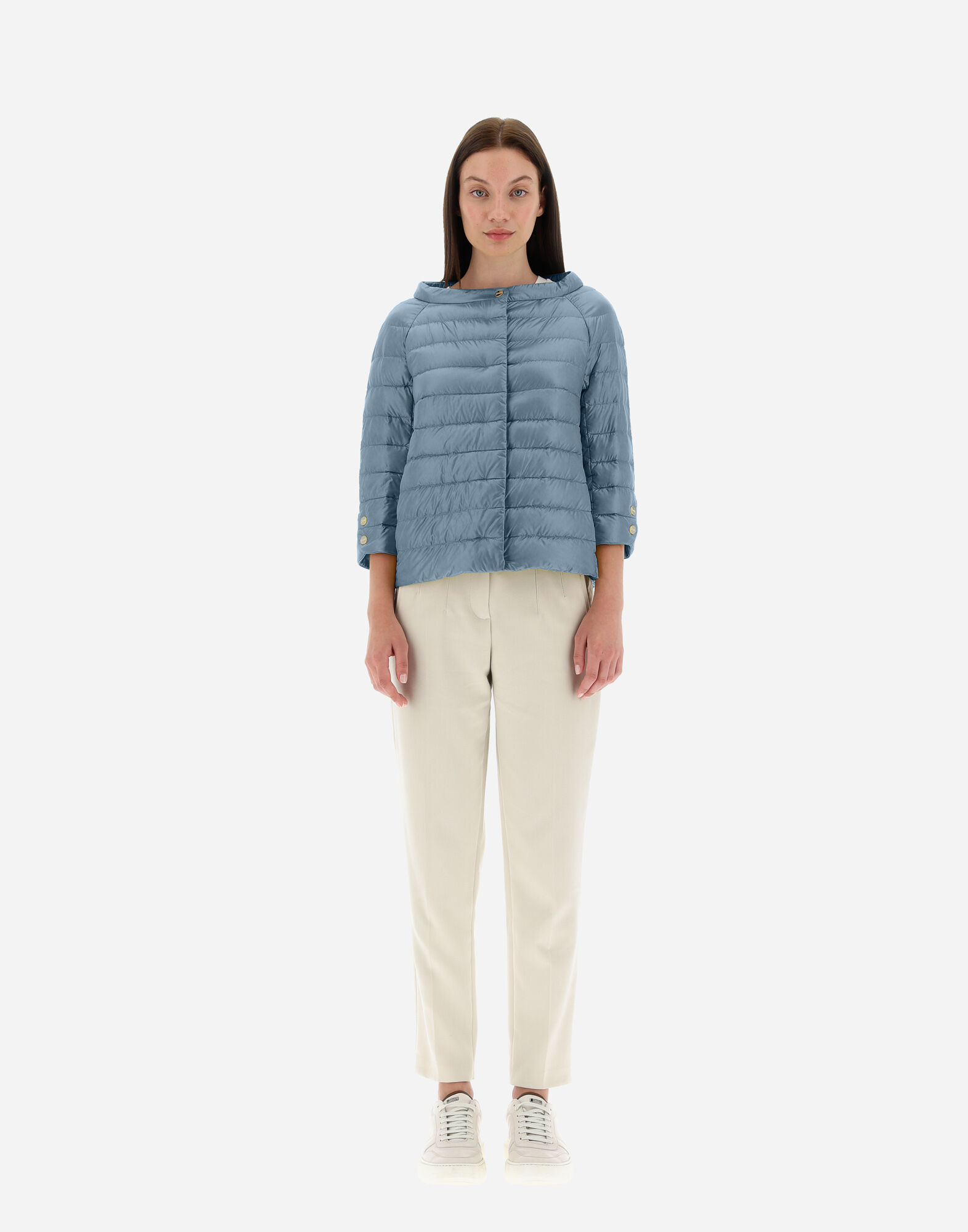 Herno Petal Sleeve Jacket In Blue