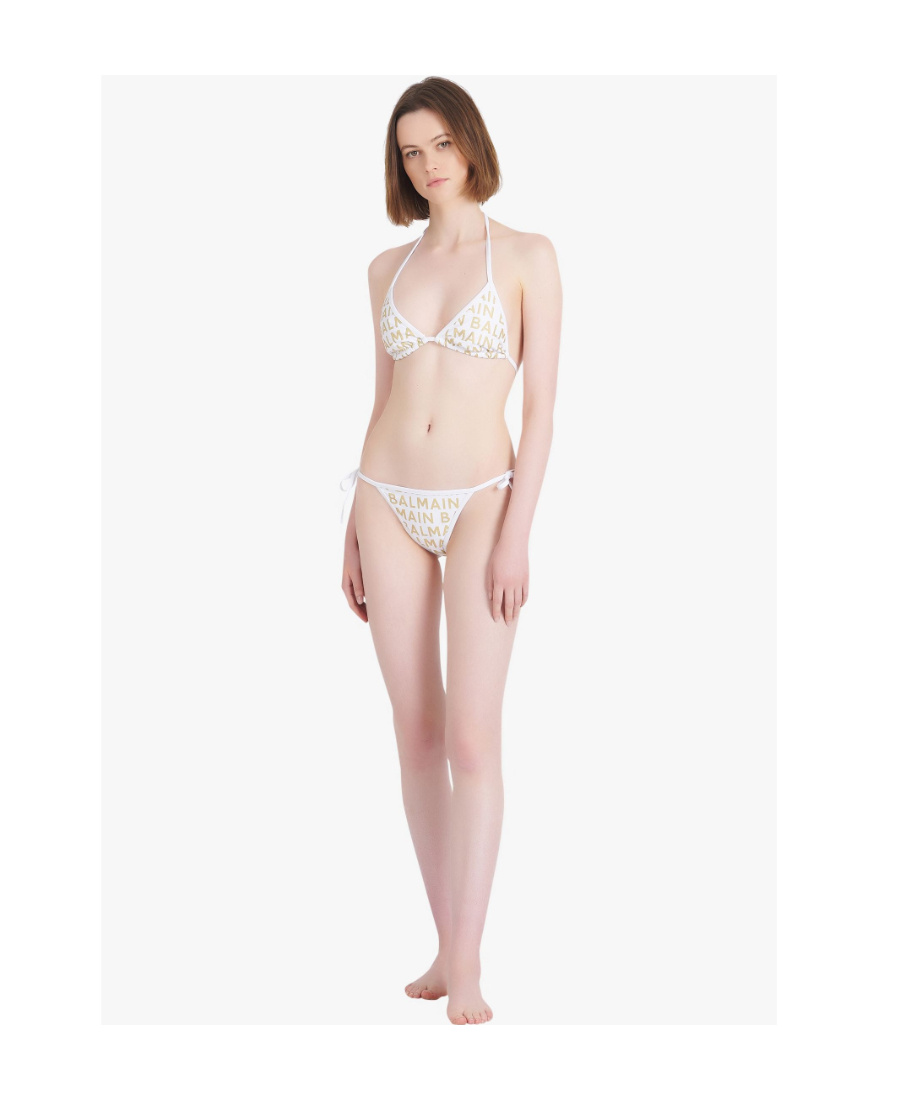 Balmain Triangle Bra Bikini In White