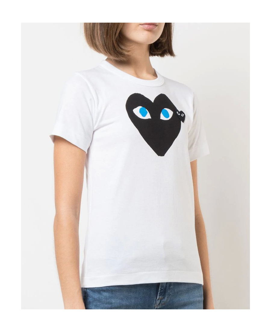 Comme Des Garçons Play Heart Print T-shirt In White
