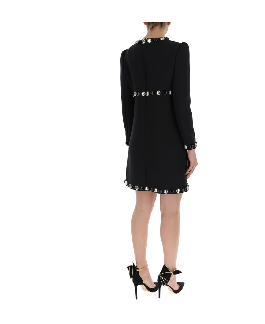 Celine Black Beaded Long-sleeved Dress In Black