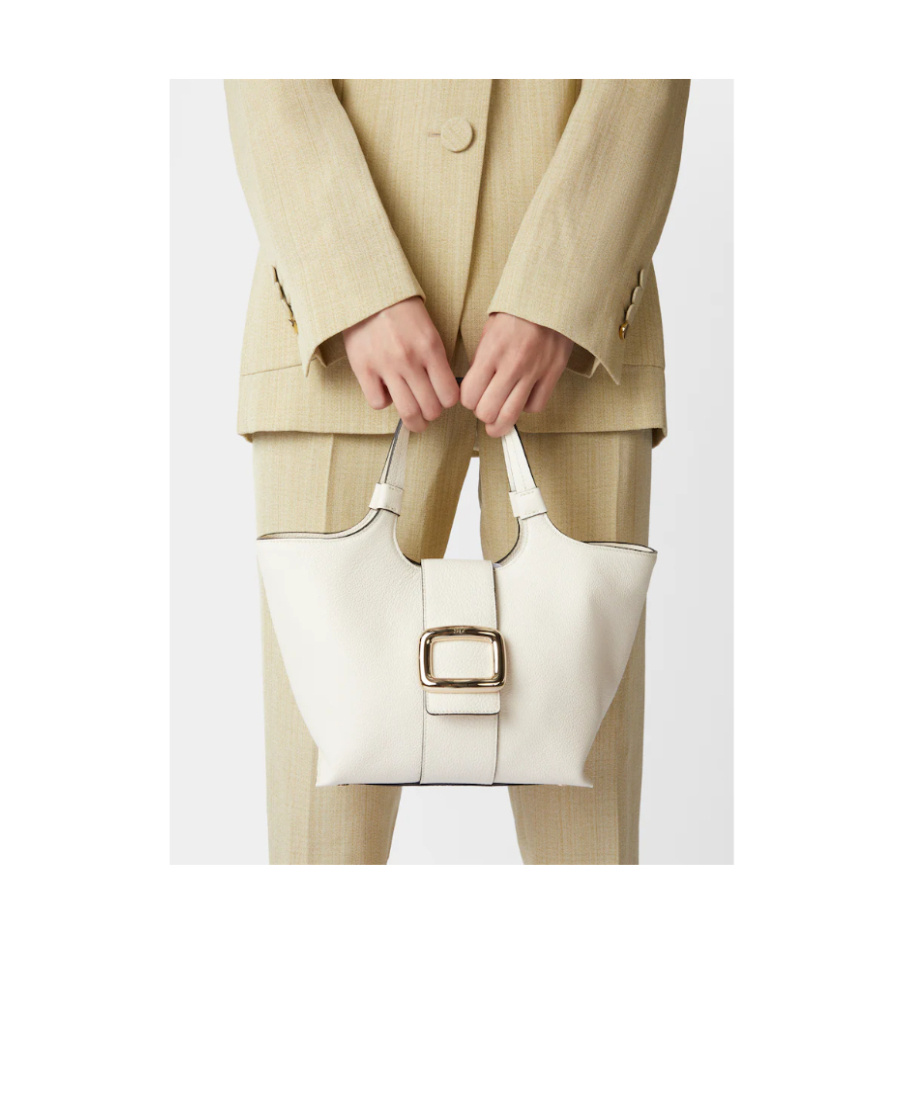 Roger Vivier Metal Clasp Shoulder Bag In White