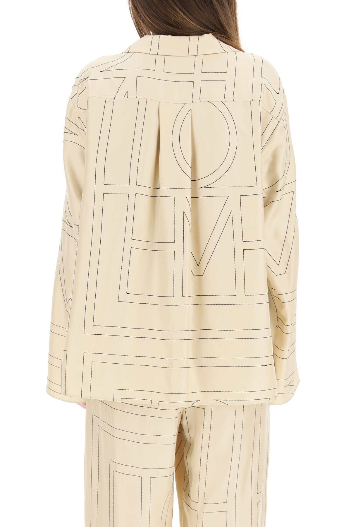Totême Silk Shirt With Monogram Logo Embroidery In Neutral