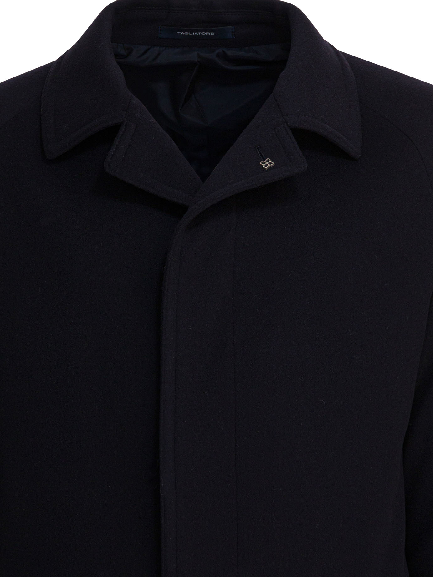 Tagliatore Mid-length Coat With Notch Lapel And Pockets In Blue