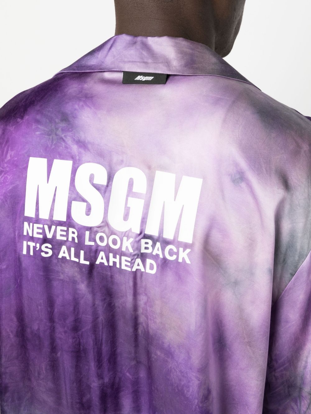 Msgm Logo Printed Collared Button-up Shirt In Purple