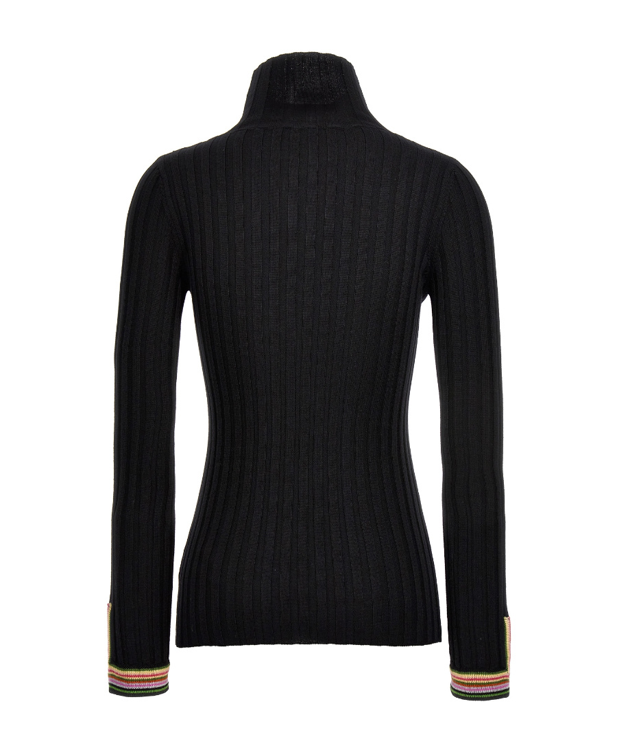 Shop Etro Striped-edge Wool Jumper In Black