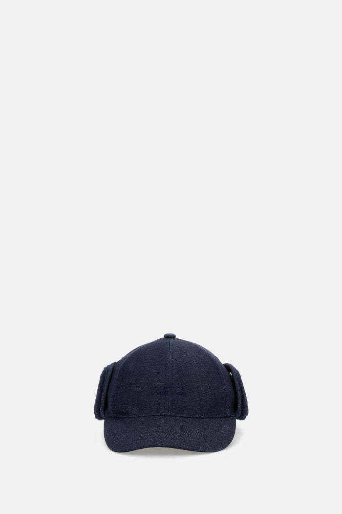 Apc Ear-flap Denim Cap In Blue