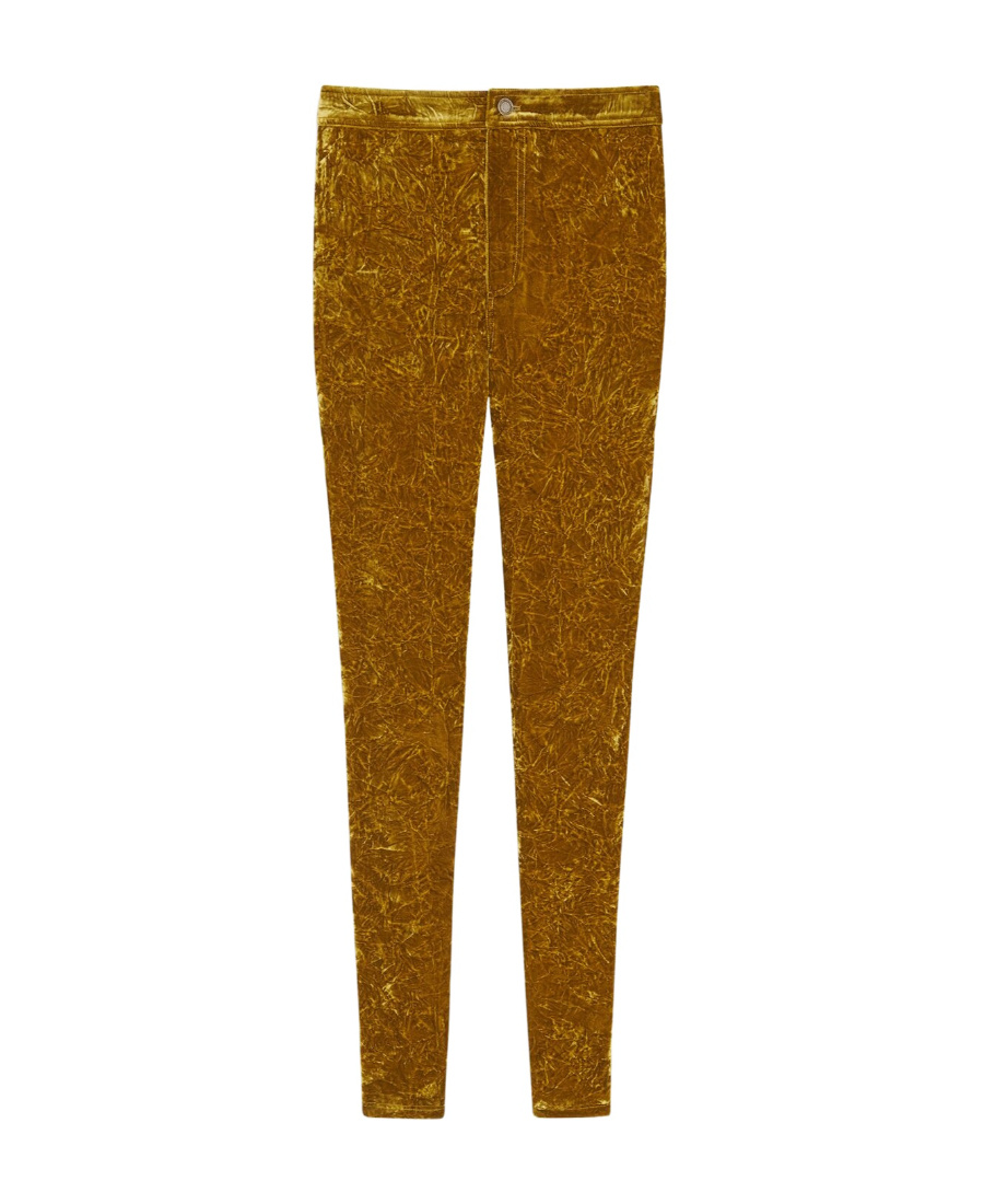Saint Laurent Velvet Straight Leg Trousers In Brown