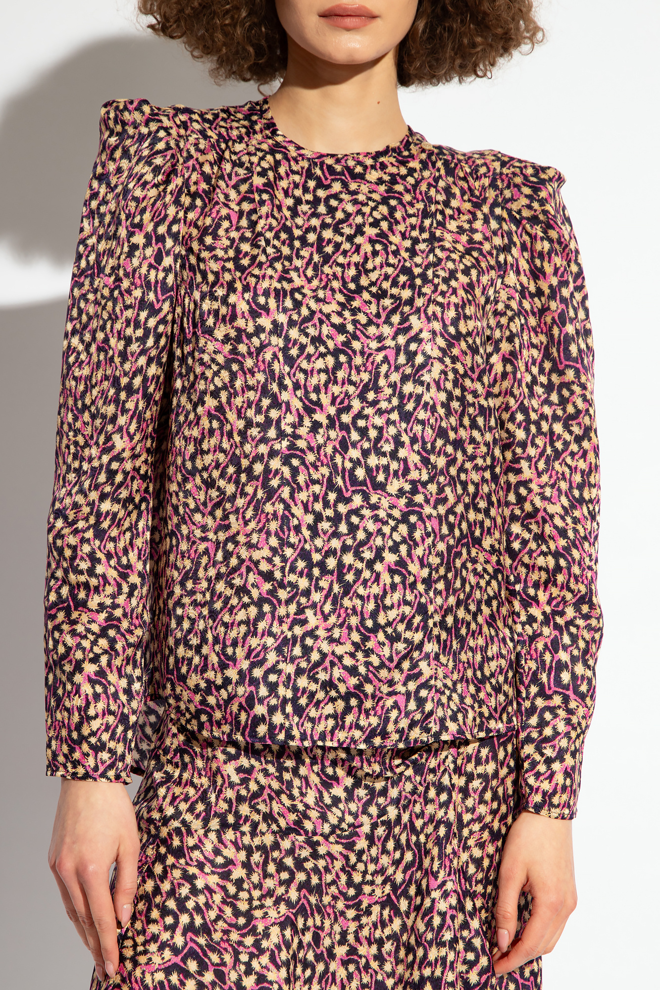Isabel Marant Lensy Motif Printed Puff Sleeved Blouse In Multicolor