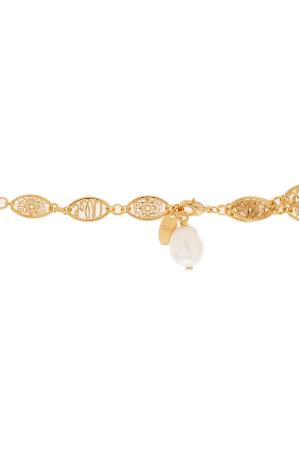 Chloé Logo-charm Necklace In Yellow