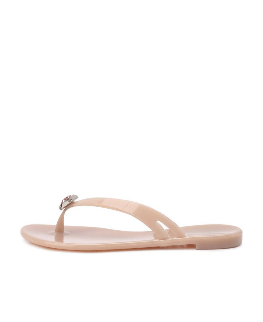 Casadei Infradito Crystal-embellished Flip Flops In Nude