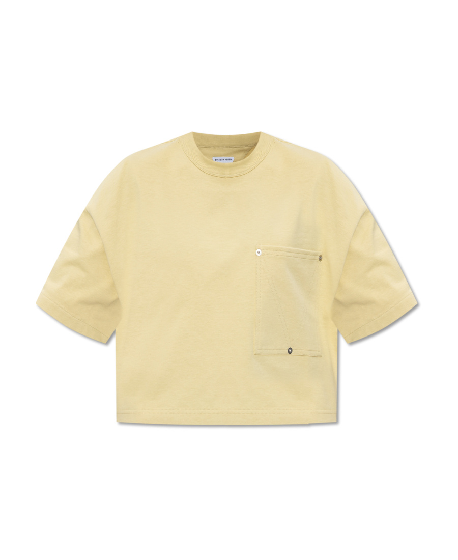 Bottega Veneta Decorative-stitching Cropped T-shirt In Nude