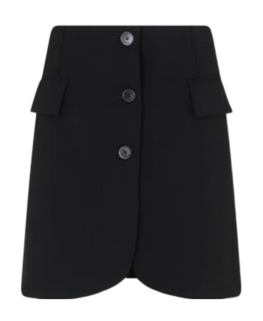 Lanvin High Waist Wool Blend Mini Skirt In Black