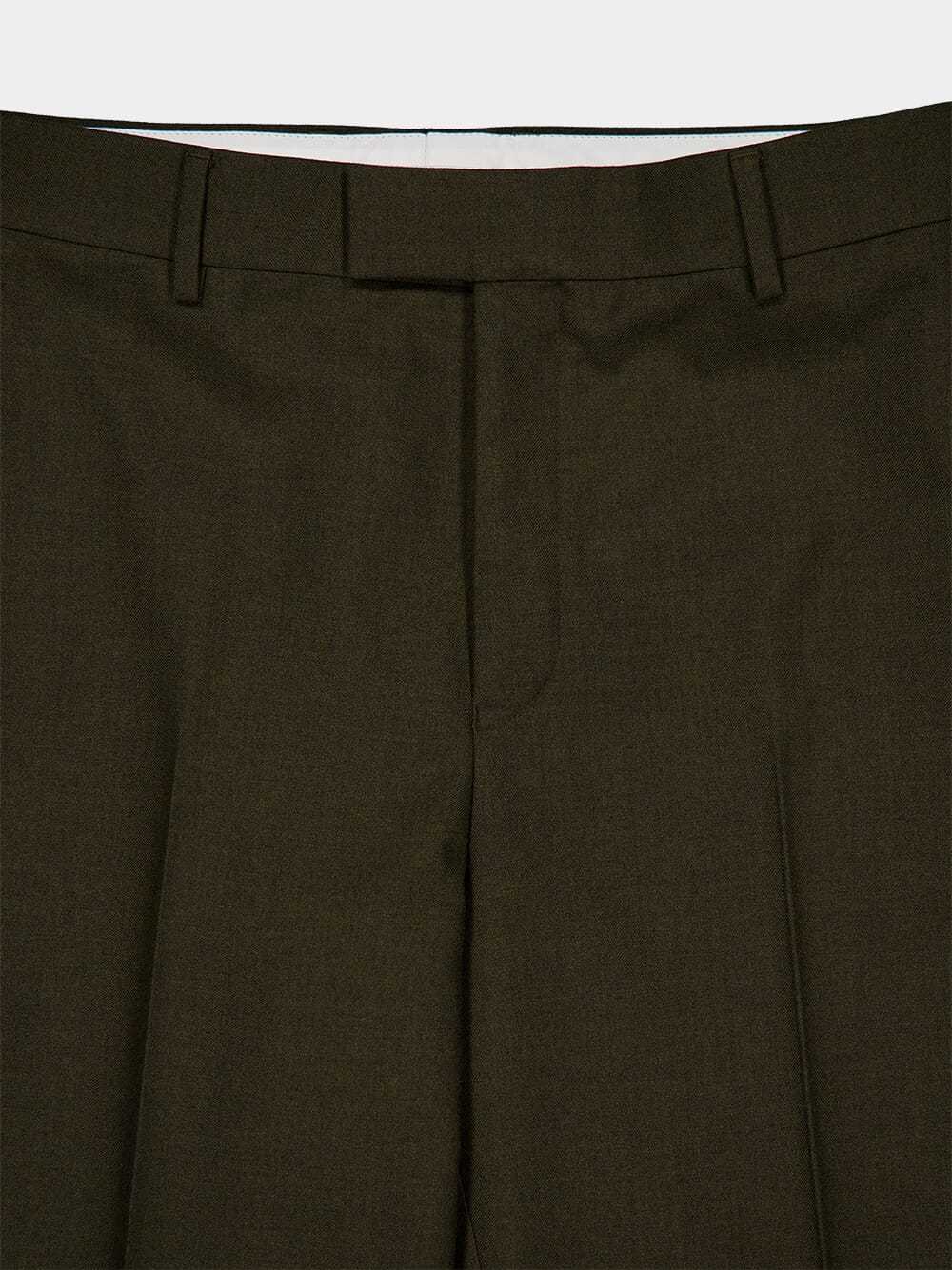 Ferragamo Belt-loop Wool Dress Trousers In Green