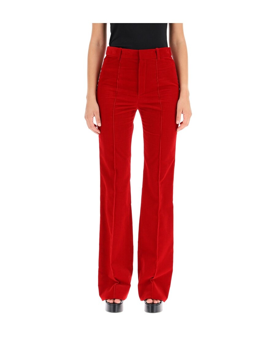 Saint Laurent High-waisted Straight-leg Trousers In Red