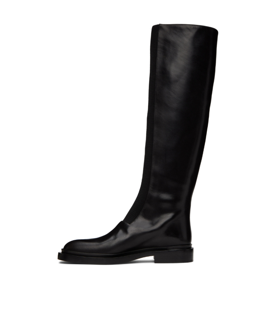 Jil Sander Knee-high Leather Boots In Black