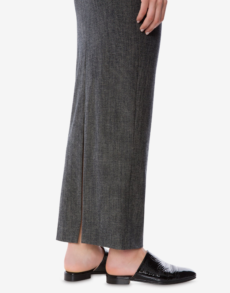 Alberta Ferretti Stretch Wool Long Skirt In Gray