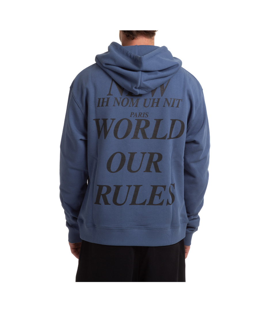Ih Nom Uh Nit Gold Face Print Hoodie In Blue