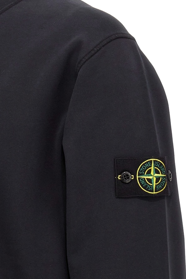 Stone Island Vanisé Brushed Heavy Cotton Sweatshirt In Black