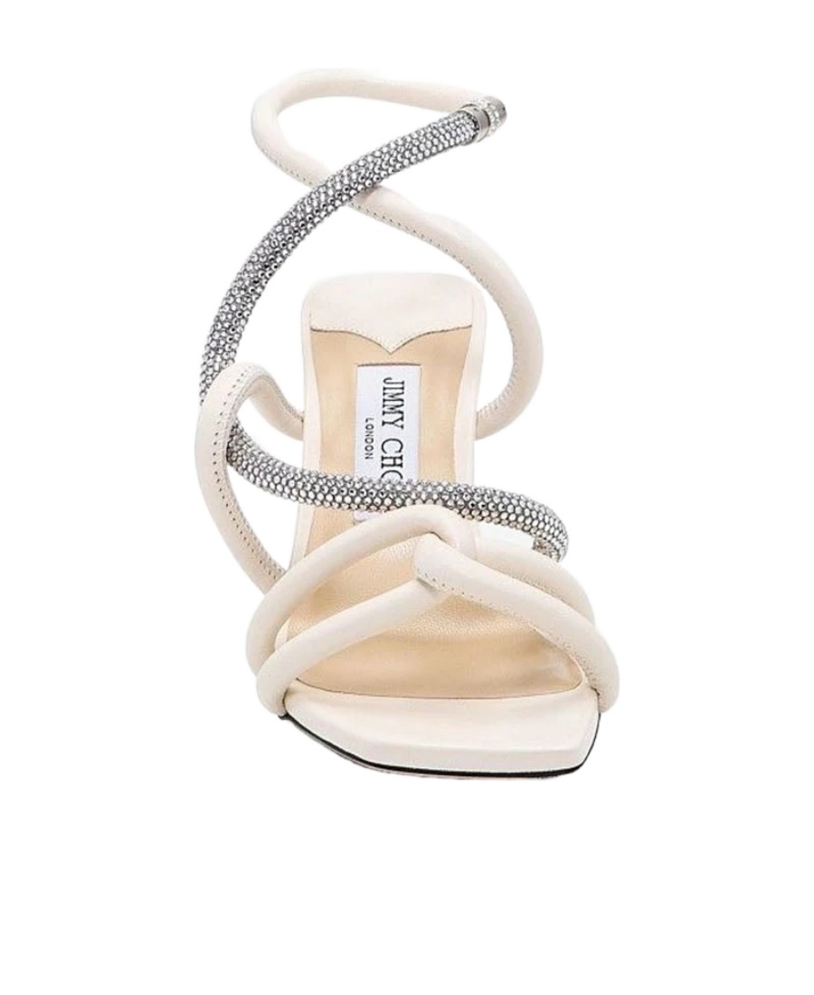 Jimmy Choo Lonnie Embellished Slingback Sandals In White