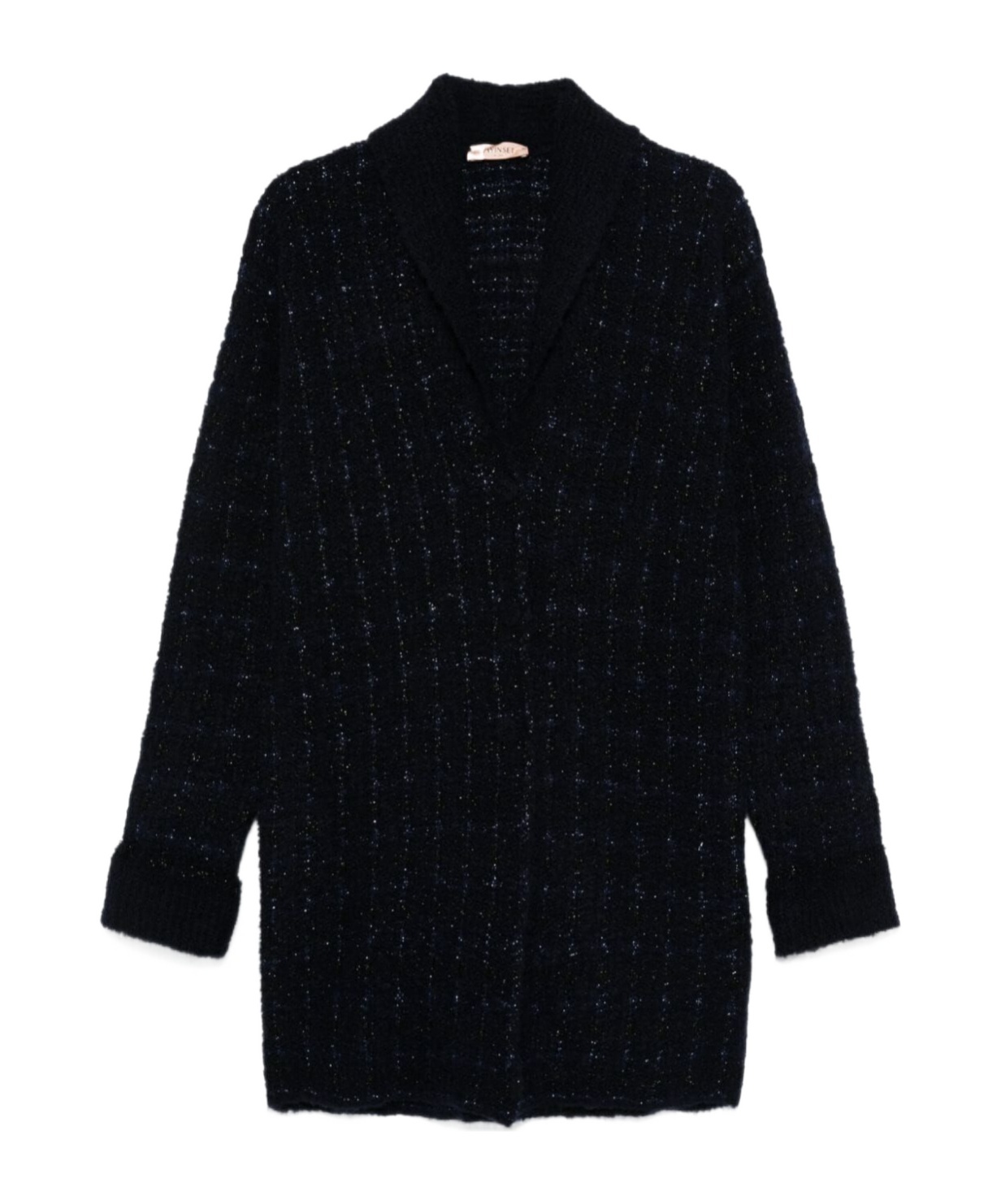 Twinset Check Coat In Black