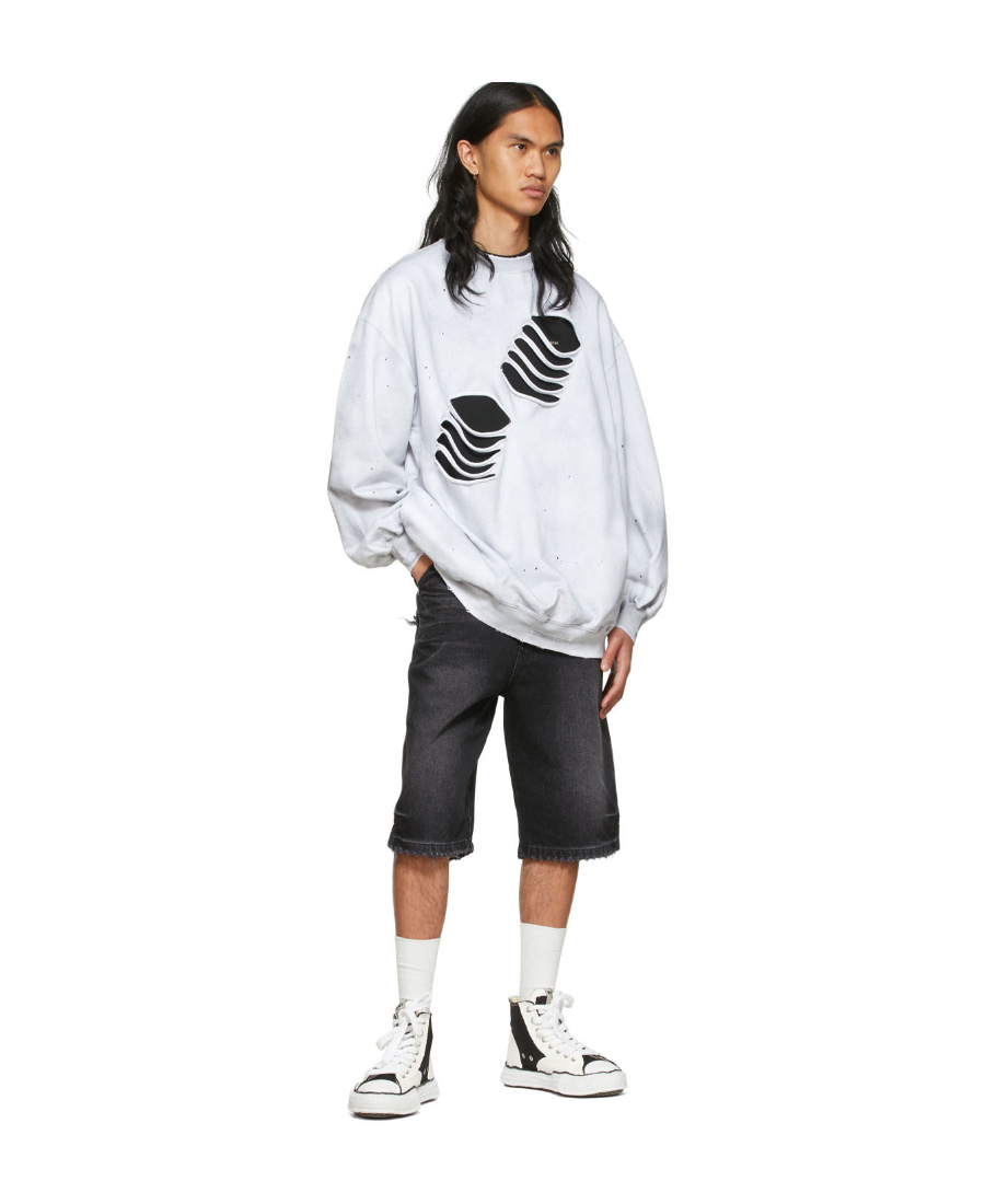 We11 Done Gray Cotton Sweatshirt In White