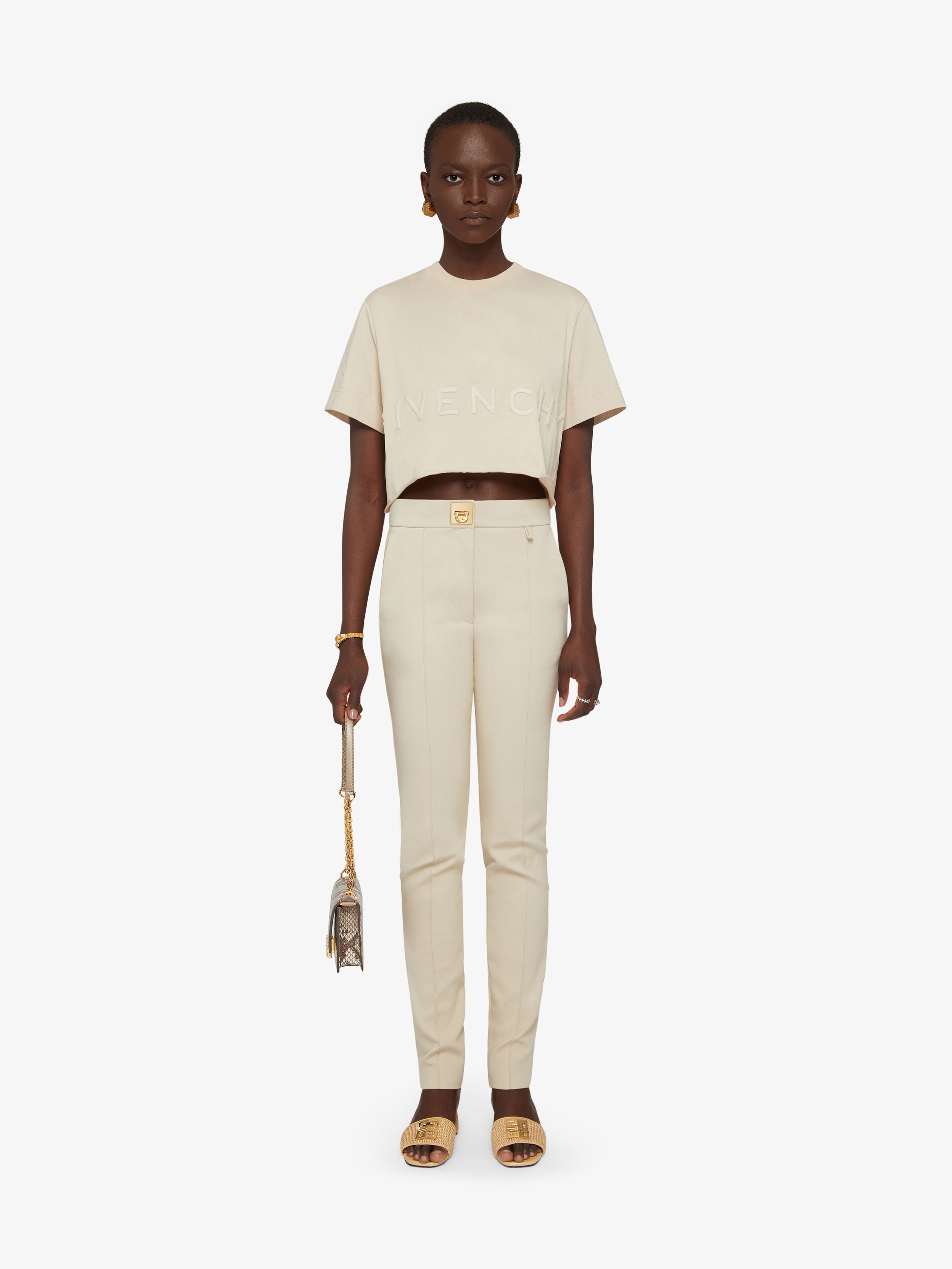 Givenchy Fuseau Gold-tone Detailed Trousers In Nude