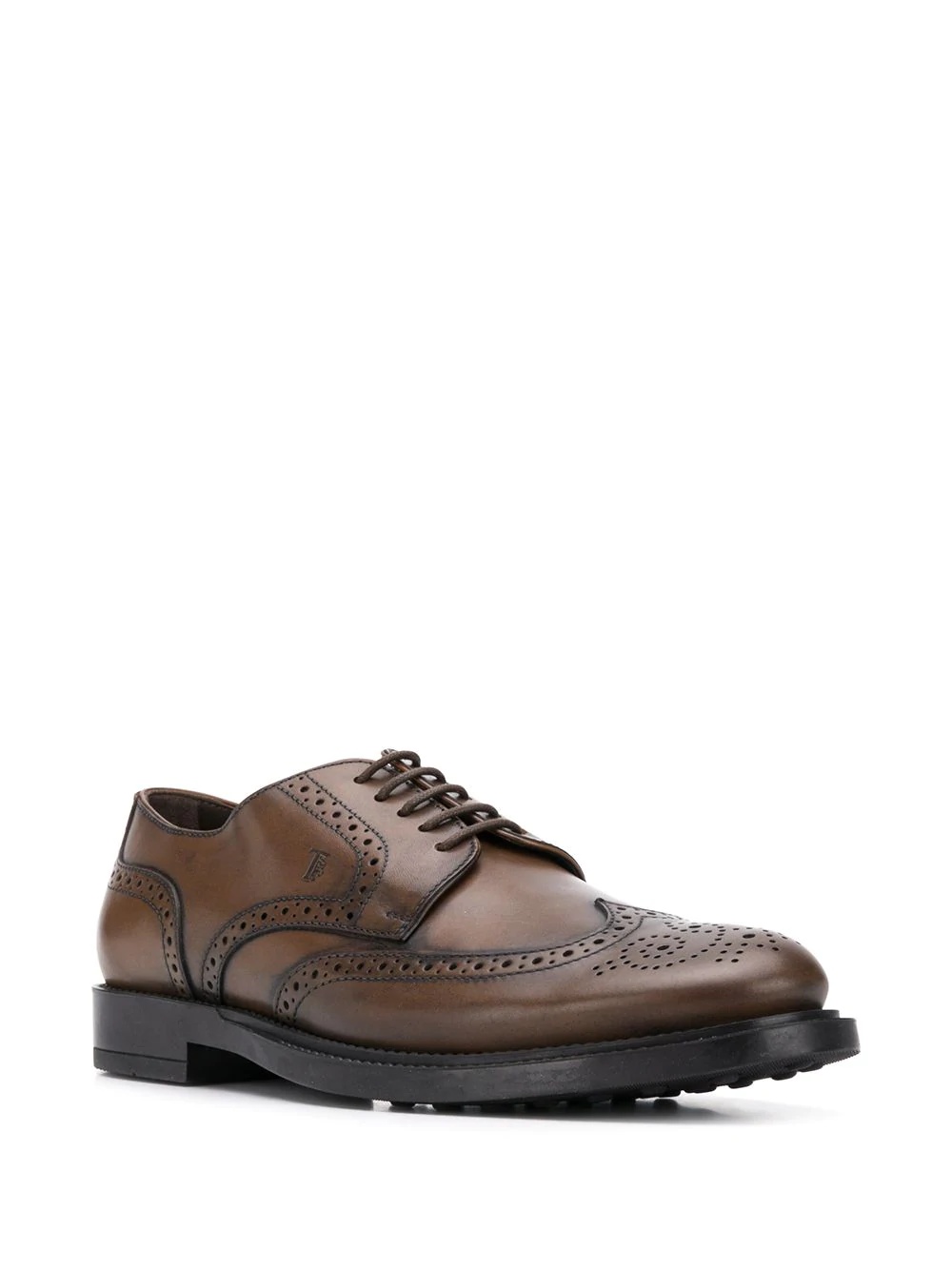 Tod's Lace-up Leather Wing Tips In Black