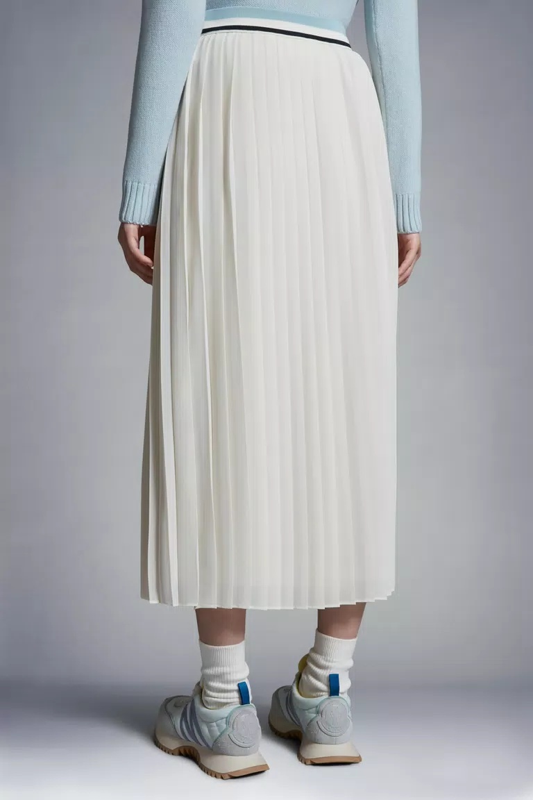 Moncler Pleated Midi Skirt In White
