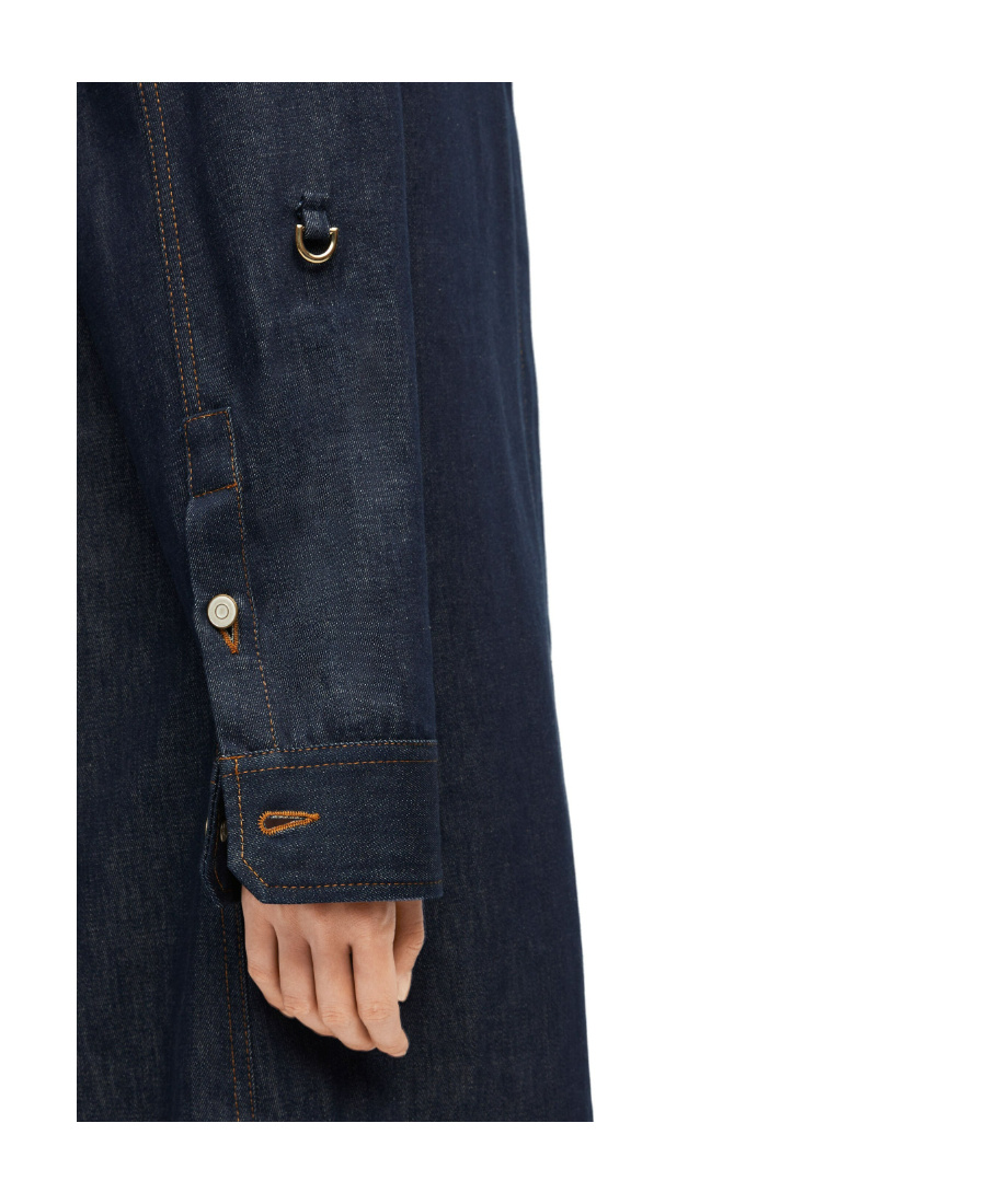 Loewe Chain Shirt Dress In Denim In Black