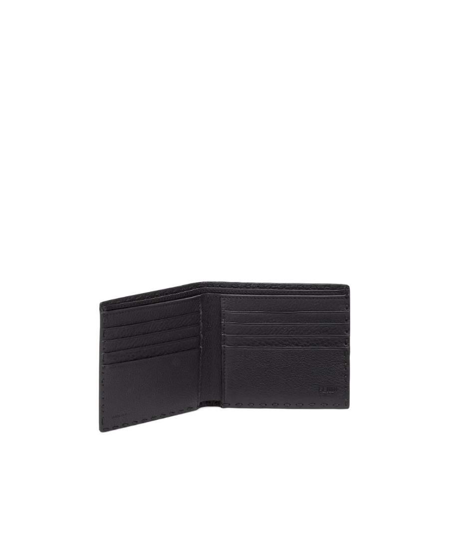Fendi Logo-lettering Bi-fold Wallet In Black