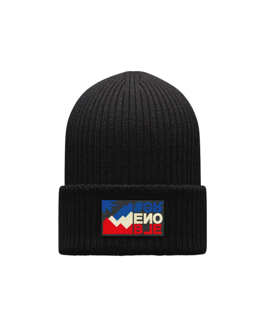 Moncler Logo-patch Virgin-wool Beanie In Black