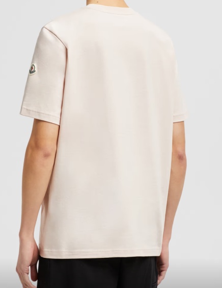 Moncler Cotton T-shirt With Embroidered Varsity Logo In Pink